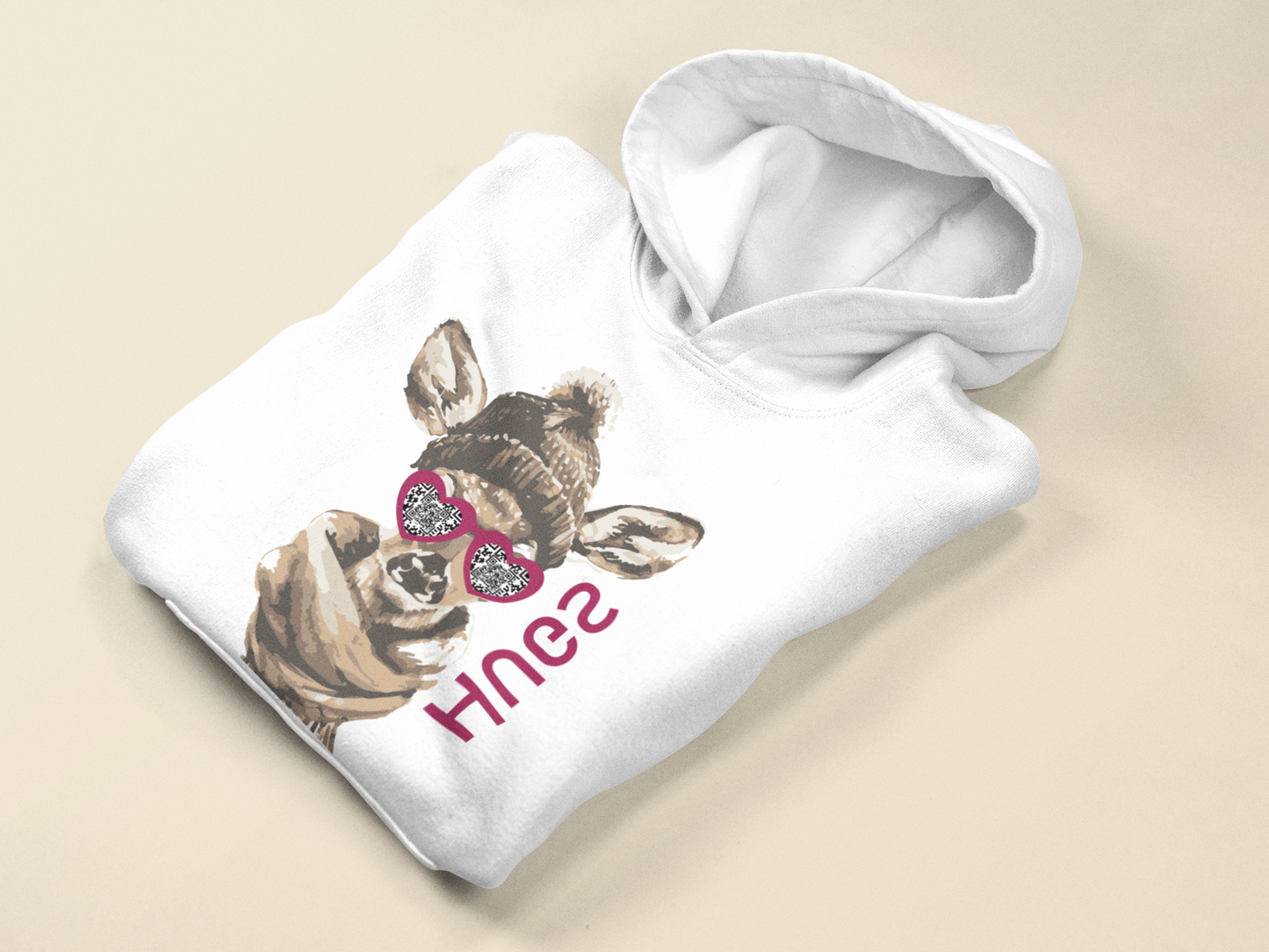 HUGS Hoodie weiß Damen zusammengelegt
