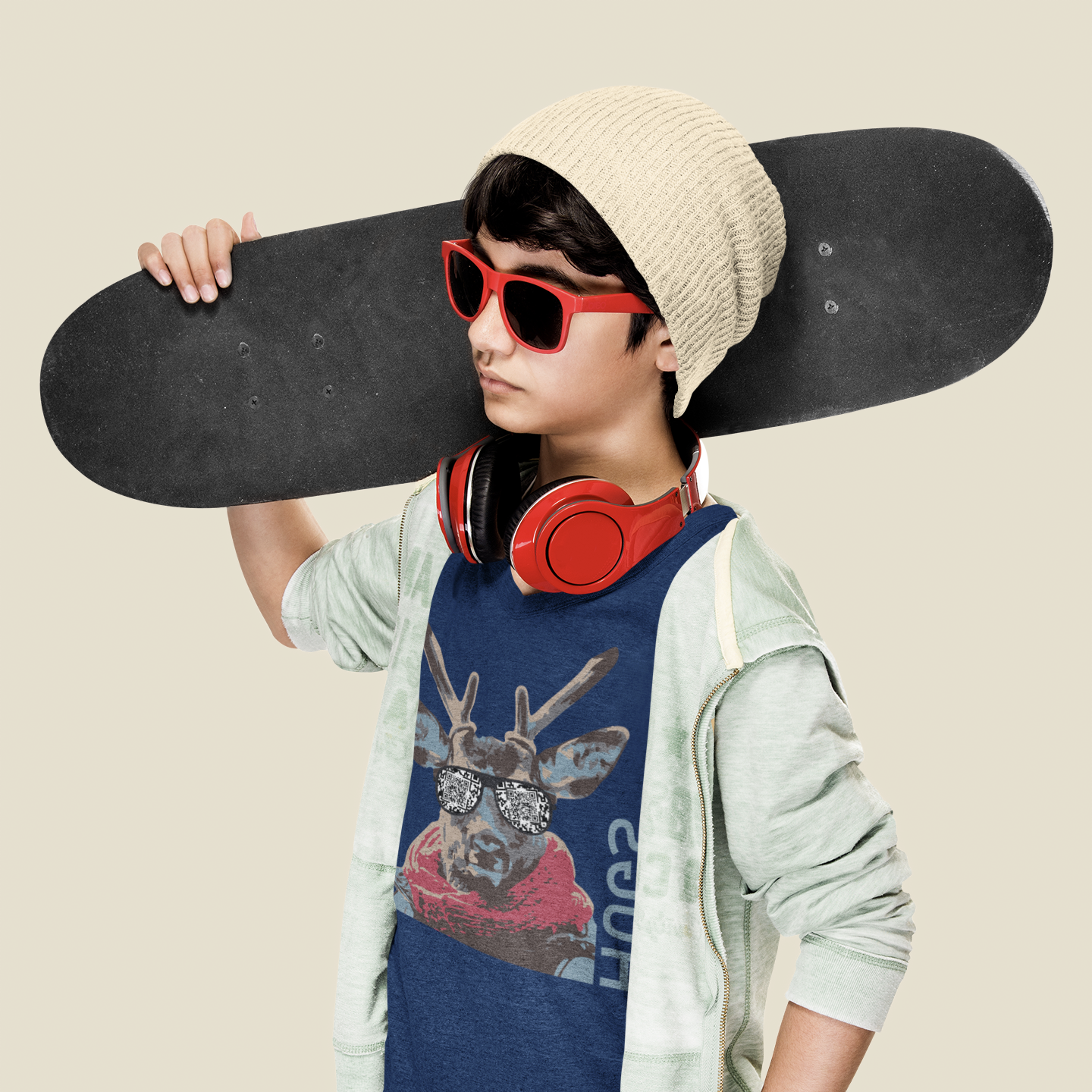 HUGS_T-Shirt_blau_Kids_Skater