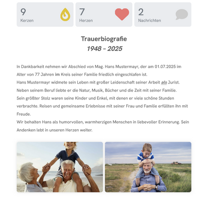 "Bleib bei mir"      Die Gedenkseite